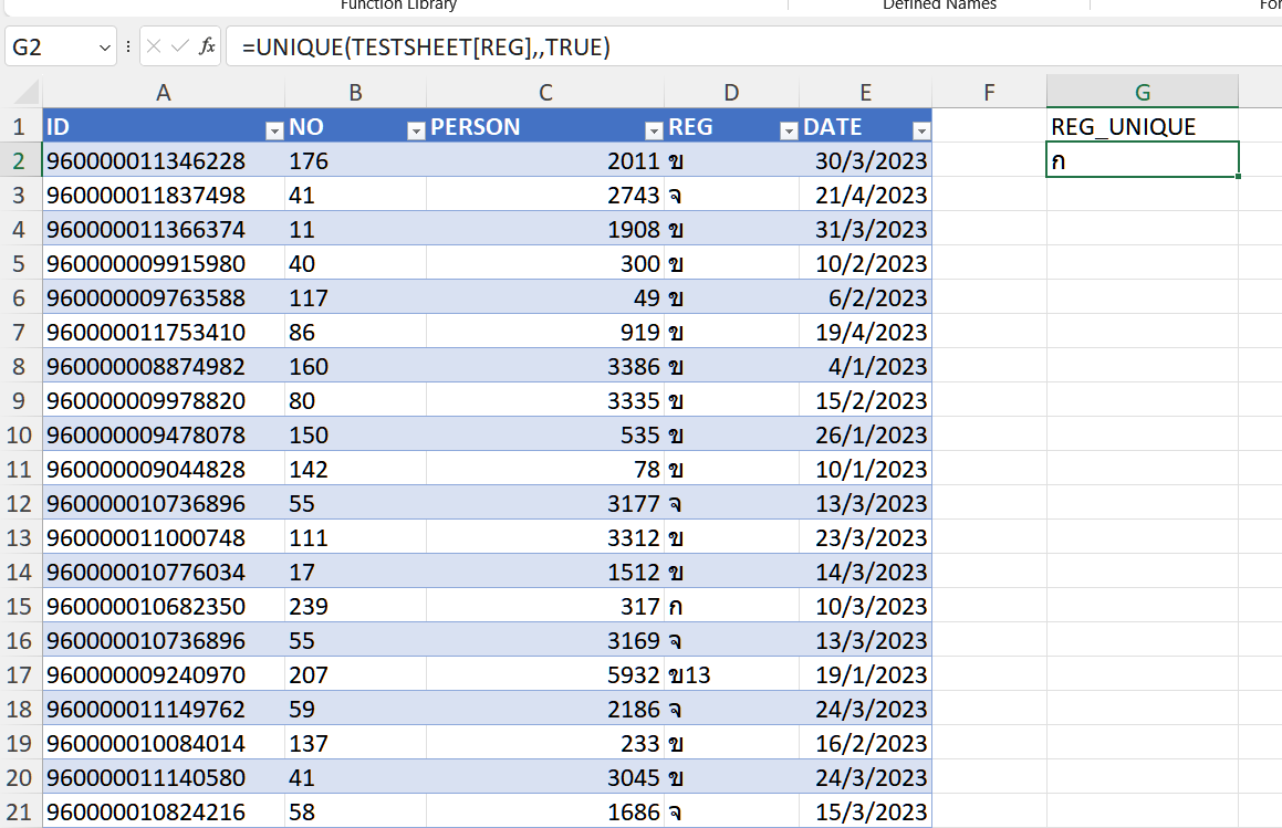 ฟังก์ชัน UNIQUE สำหรับหาค่าไม่ซ้ำ - Def Excel